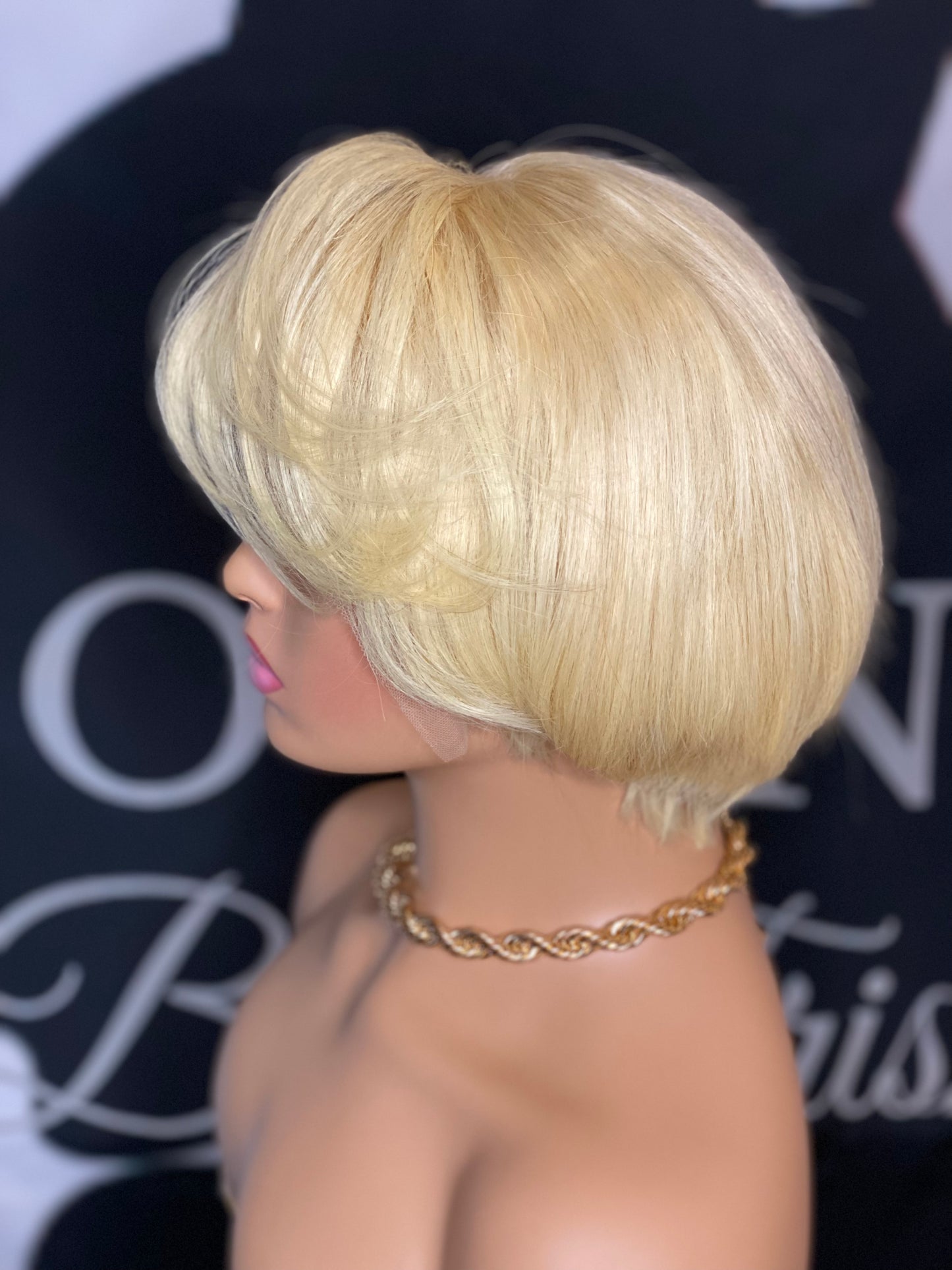 613 (Blonde) Pixie Cut Side Part Bang Wig (Stasia)